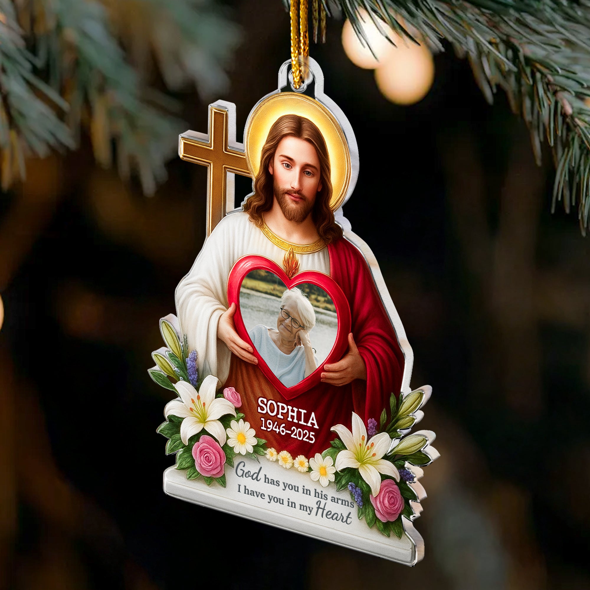 God Has You In His Arms - Personalized Acrylic Photo Ornament