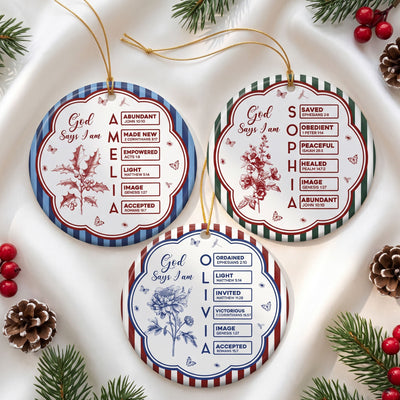 God Says I Am Striped Pattern Gifts For Her Christmas Ornament - Personalized Ornament