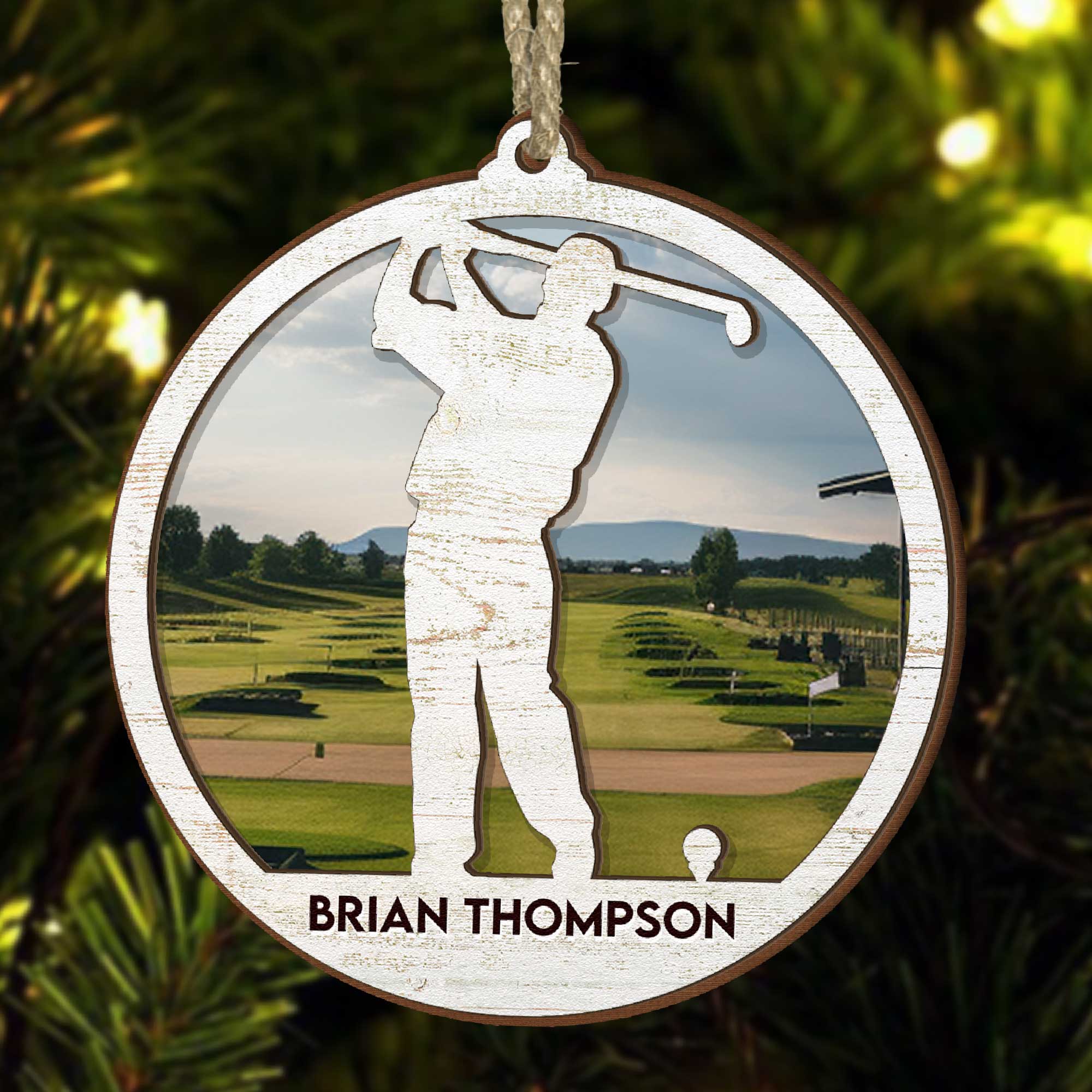 Golf Shape - Personalized 2 Layers Wooden Ornament