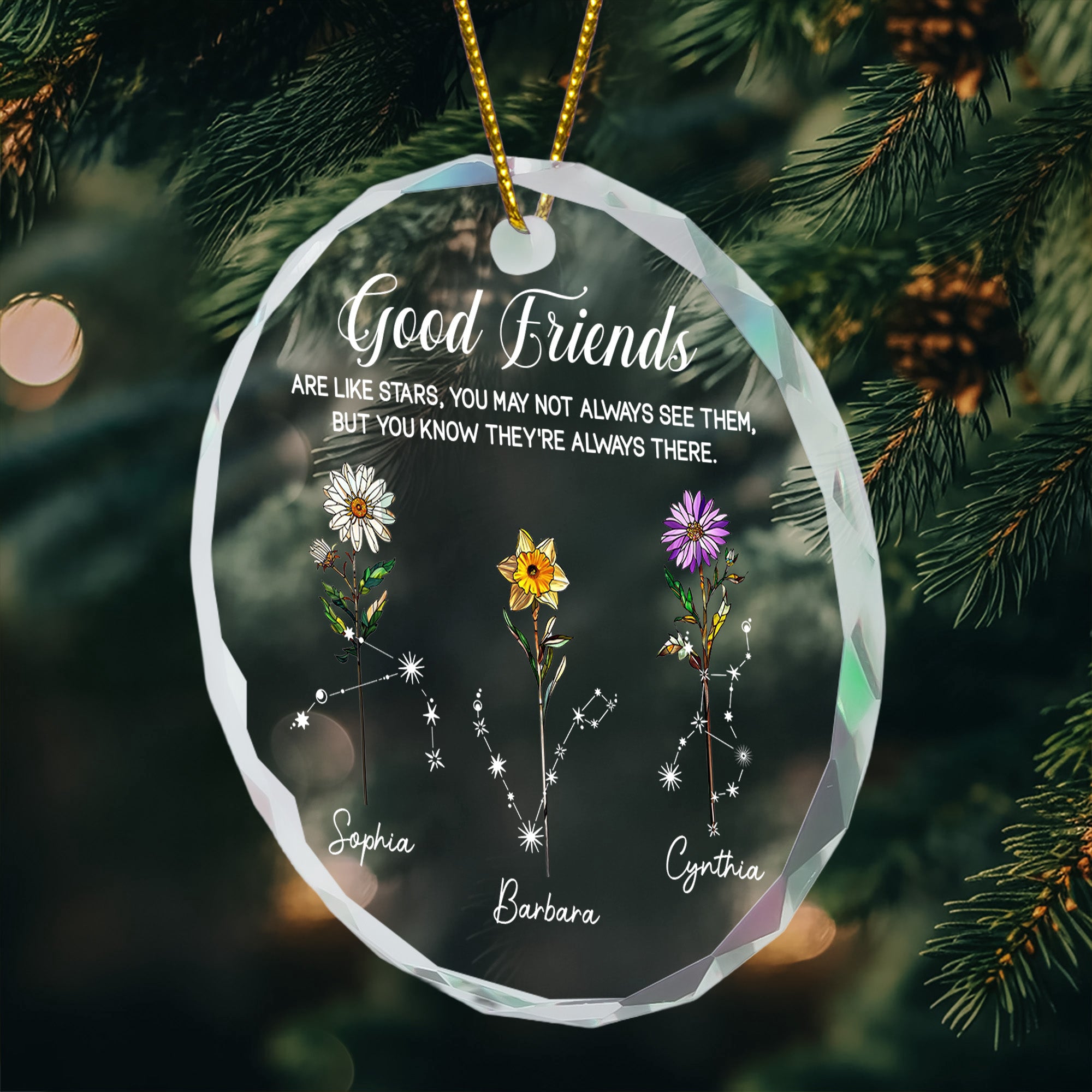 Good Friends Are Like Stars Custom Birth Month & Zodiac Star Sign - Personalized Glass Ornament