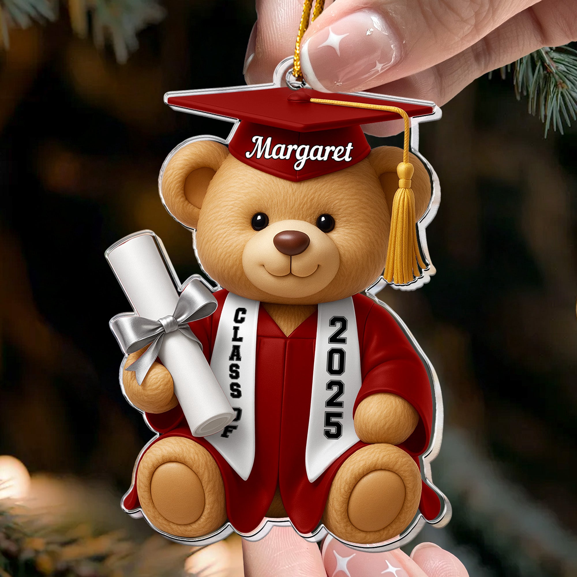 Graduation Bear Flat Design - Gift For Daughter, Son - Personalized Acrylic Ornament