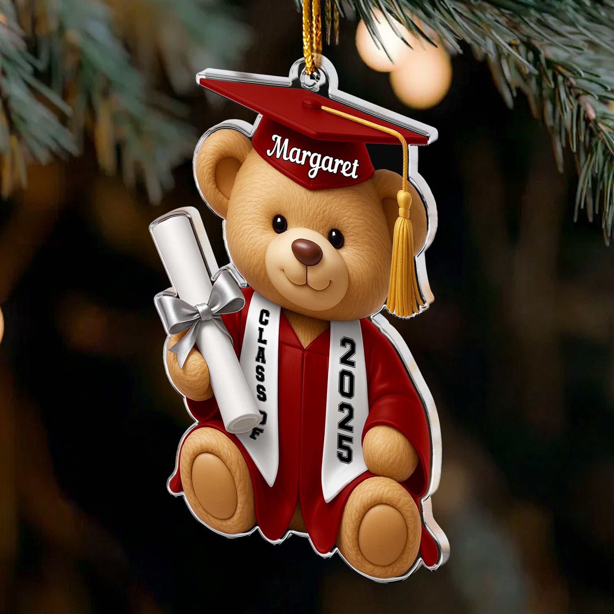 Graduation Bear Flat Design - Gift For Daughter, Son - Personalized Acrylic Ornament