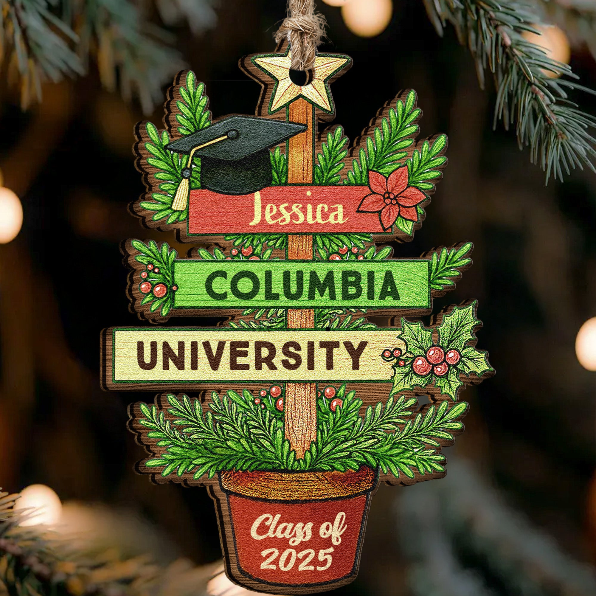 Graduation Christmas Tree - Graduation Gift - Personalized Wooden Ornament
