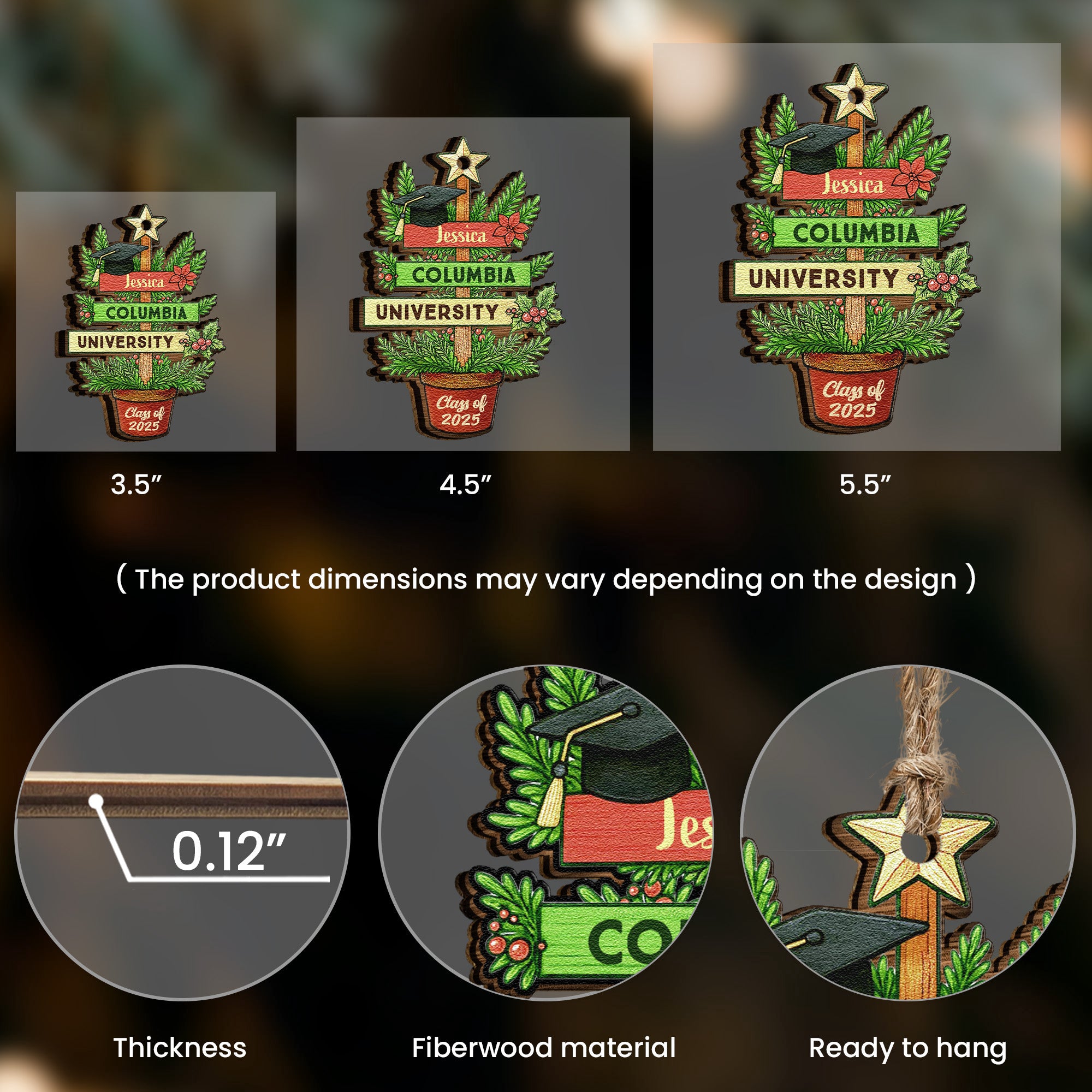 Graduation Christmas Tree - Graduation Gift - Personalized Wooden Ornament