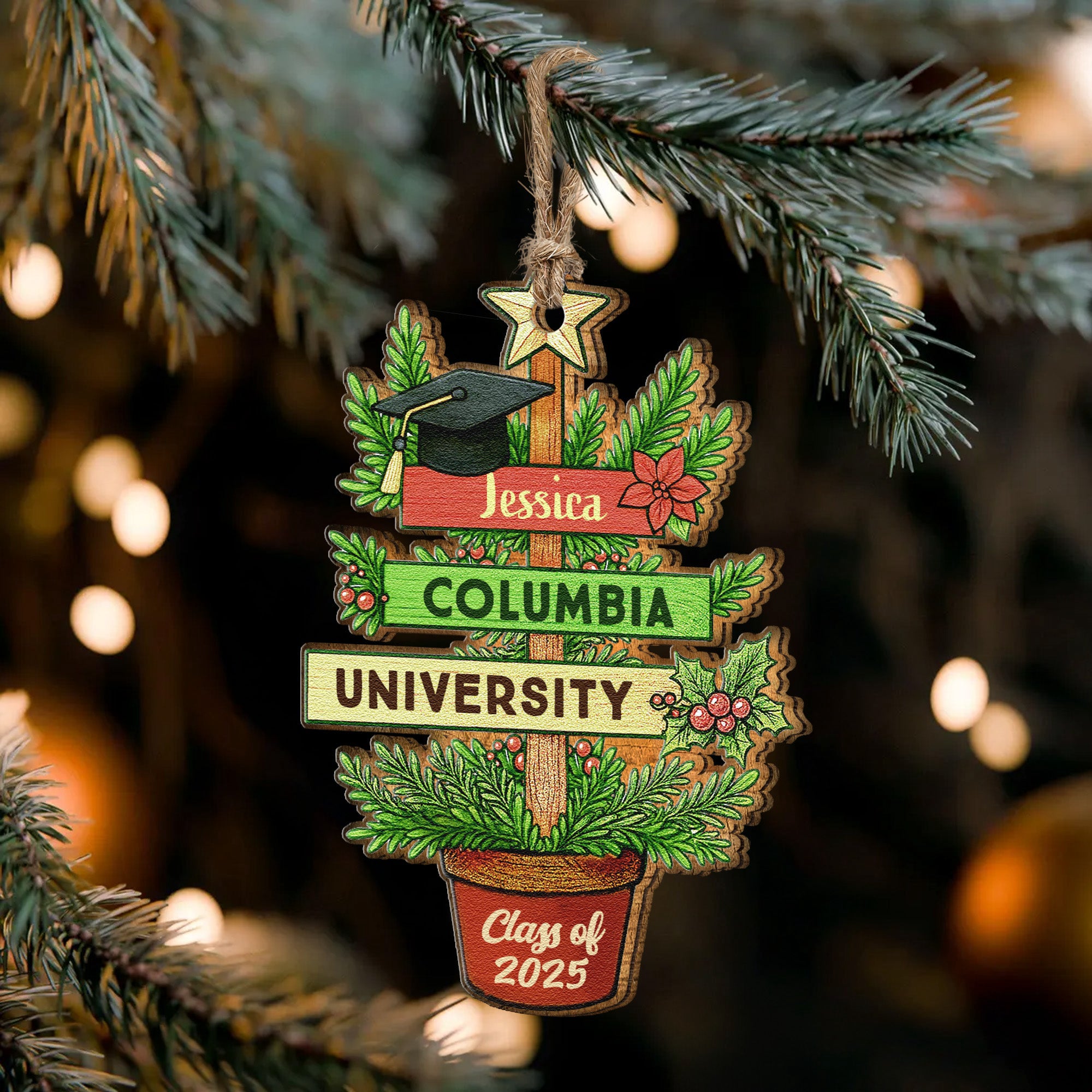 Graduation Christmas Tree - Graduation Gift - Personalized Wooden Ornament