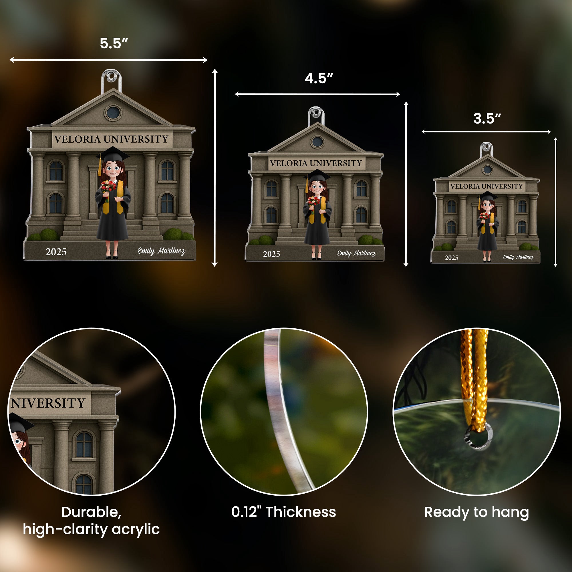 Graduation Keepsake Flat Design - Daughter, Son Gift - Personalized Acrylic Ornament