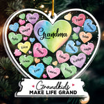 Grandkids Hearts - Personalized Heart Globe Shaped Acrylic Ornament