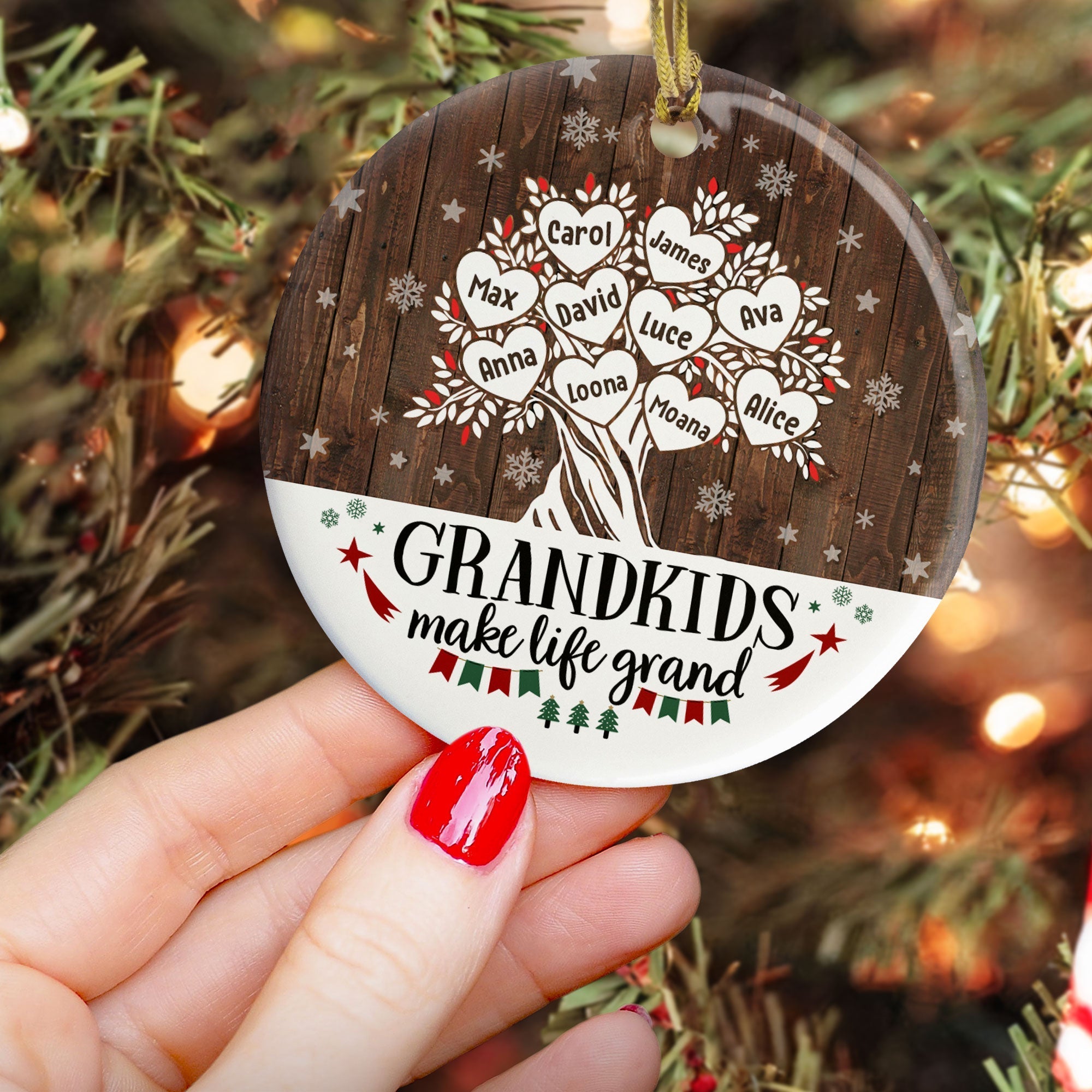 Grandkids Make Life Grand - Personalized Ornament - Christmas Gift For Grandma