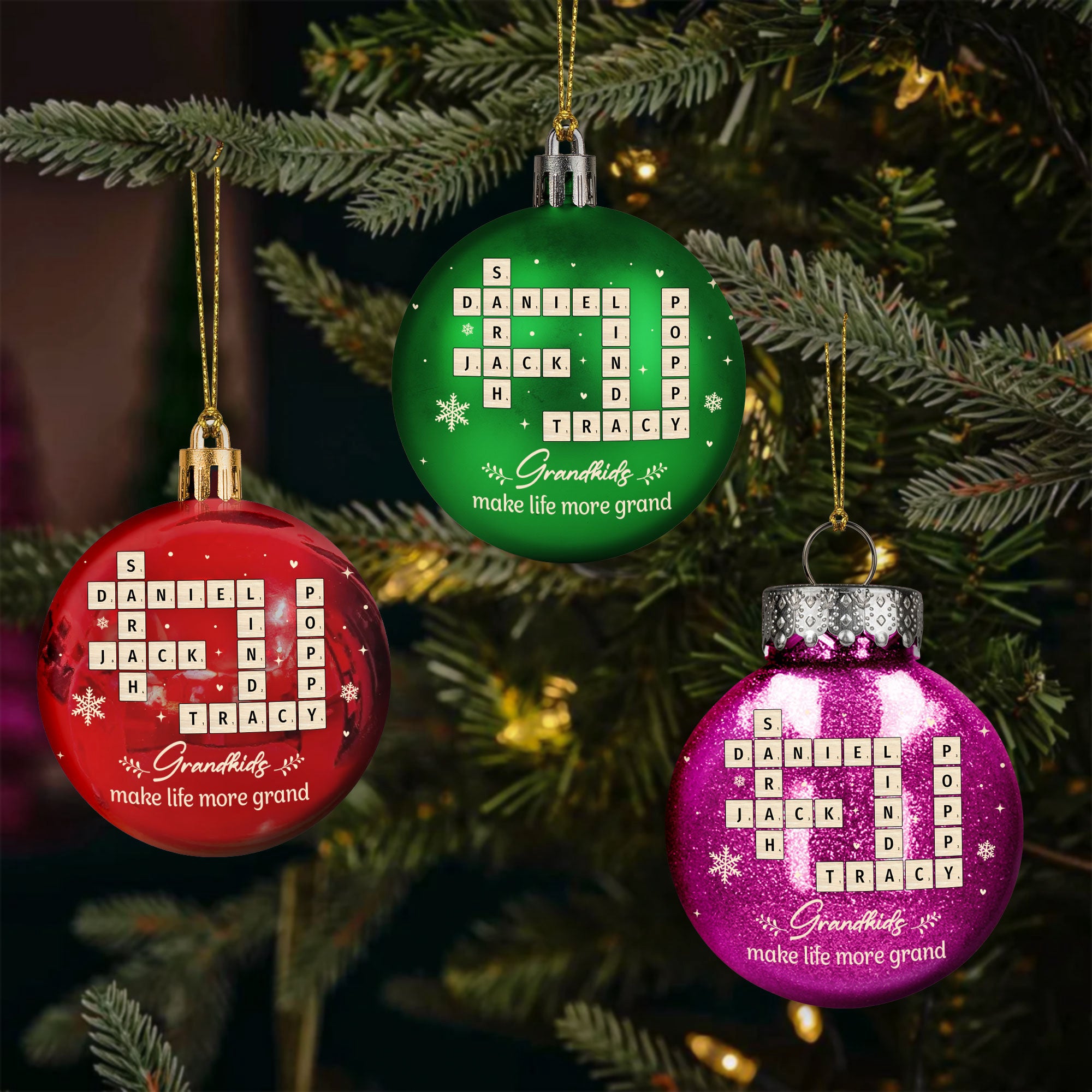 Grandkids Make Life More Grand - Personalized Ball Ornament