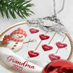 Grandma Snowman Christmas - Personalized Glass Ornament With Silver Cap