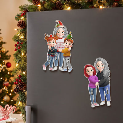 Grandma Hugging Christmas Vibe - Personalized Magnet