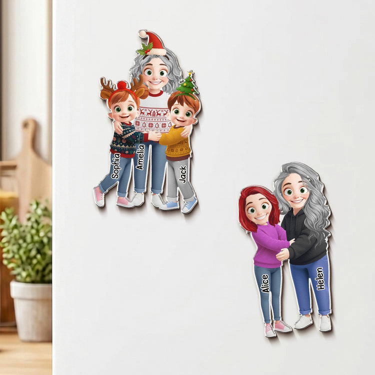 Grandma_Hugging_Christmas_Vibe_Personalized_Magnet_2