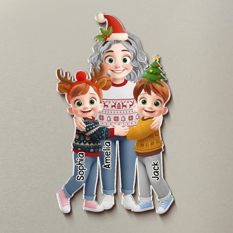 Grandma_Hugging_Christmas_Vibe_Personalized_Magnet_4