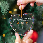Grandma's Garden Love Grows Here - Personalized Heart Glass Ornament