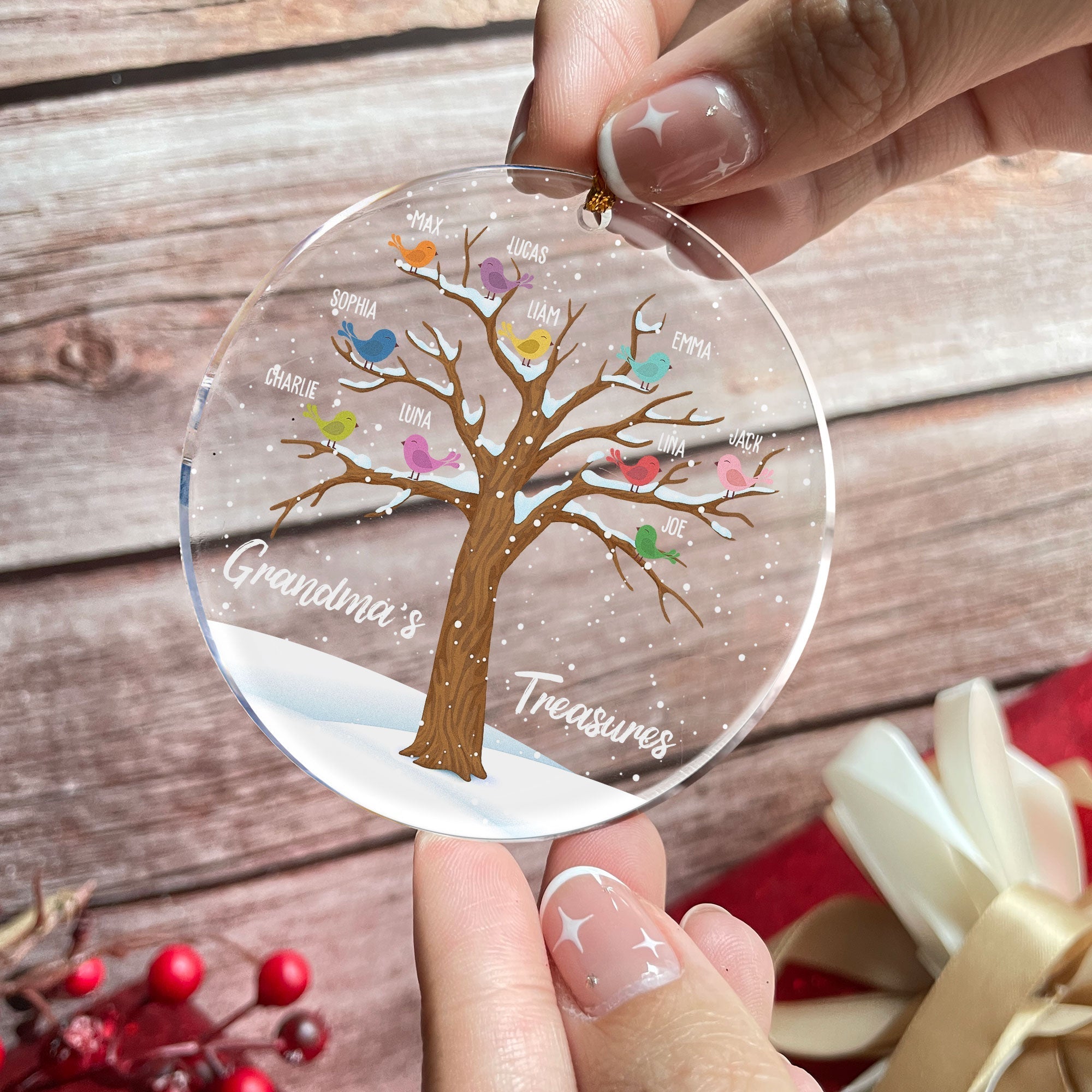 Grandma's Treasures - Personalized Circle Acrylic Ornament