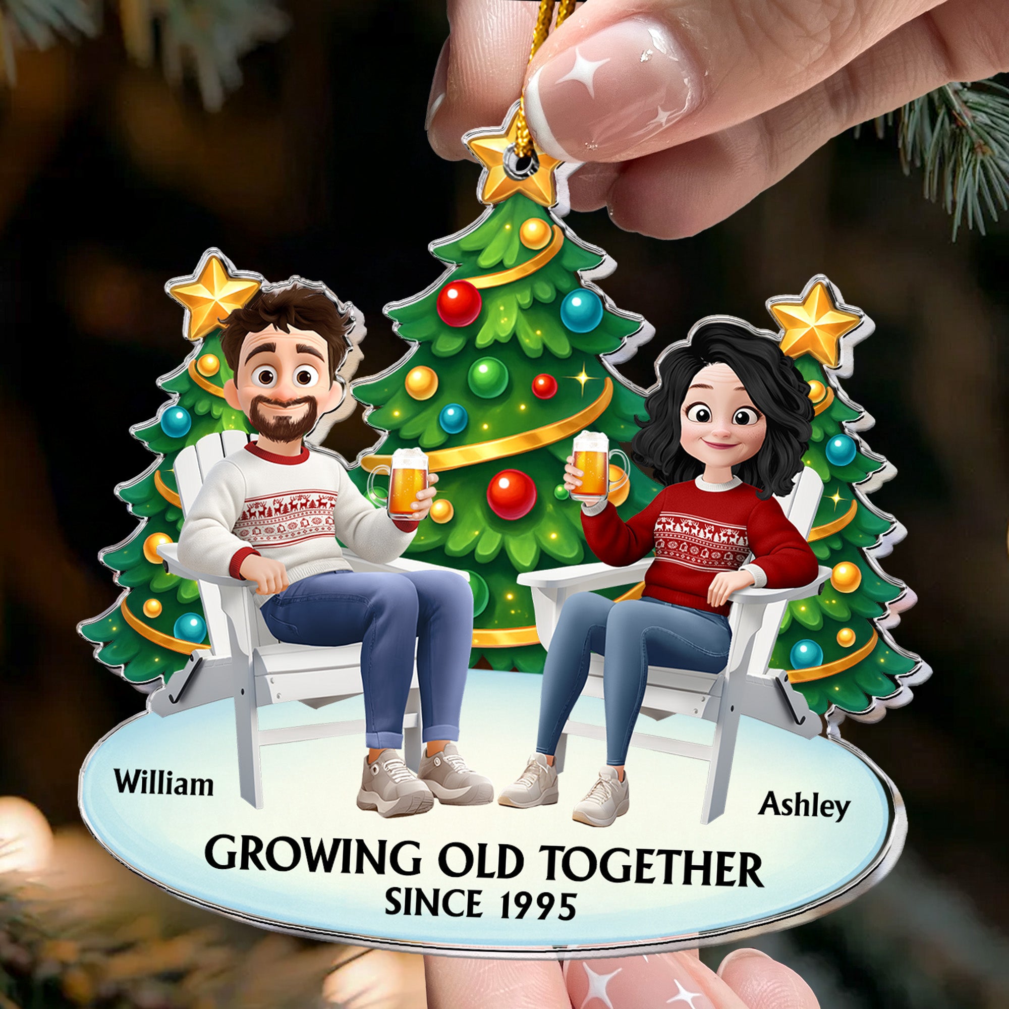 Growing Old Together Since Funny Couple Ornament - Personalized Acrylic Ornament