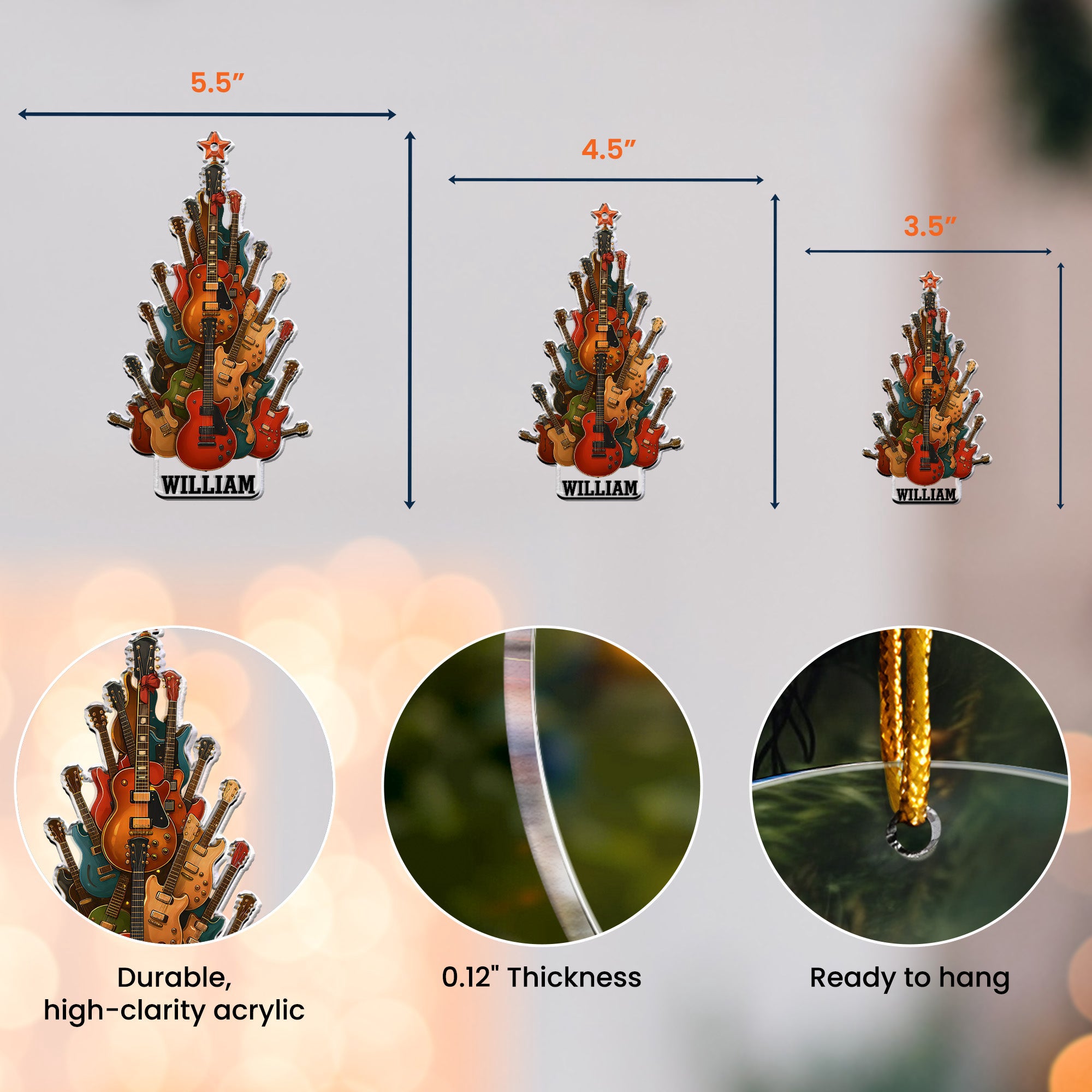 Guitar Christmas Tree - Personalized Acrylic Ornament