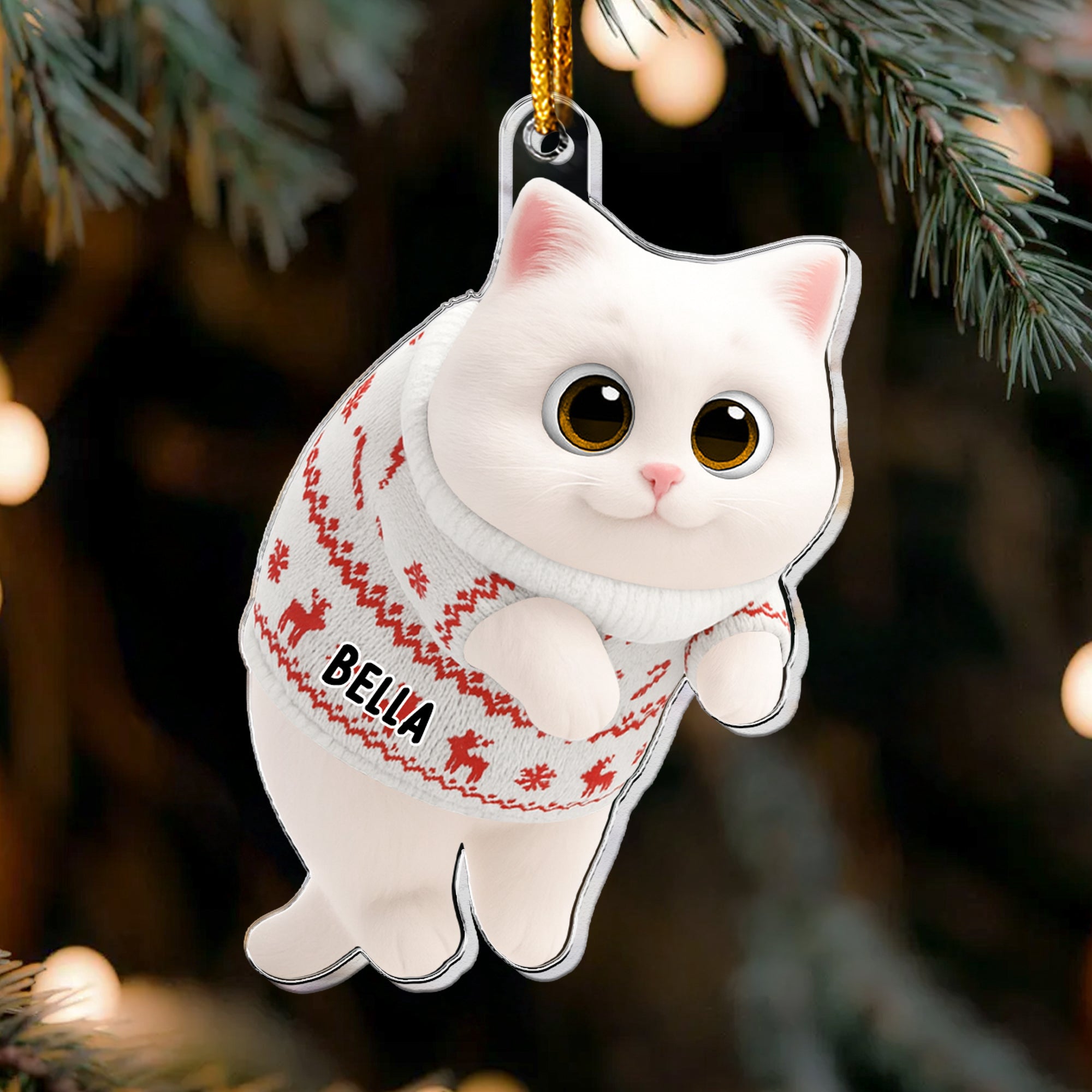 Hanging Cat - New Version - Personalized Acrylic Ornament