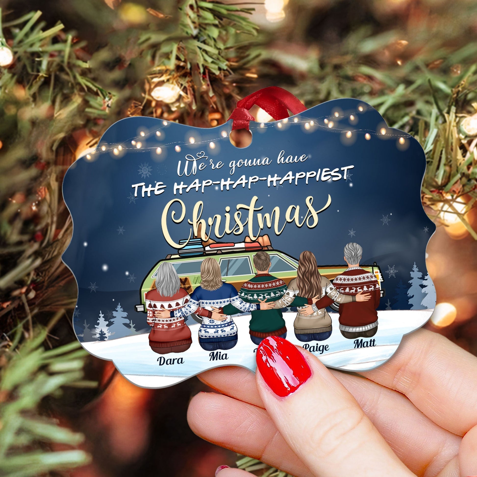 Hap-Hap-Happiest Christmas - Personalized Aluminum Ornament - Christmas Gift For Dad, Mom, Children