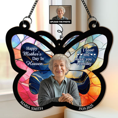 Happy Mother's Day In Heaven - Personalized Window Hanging Suncatcher Photo Ornament