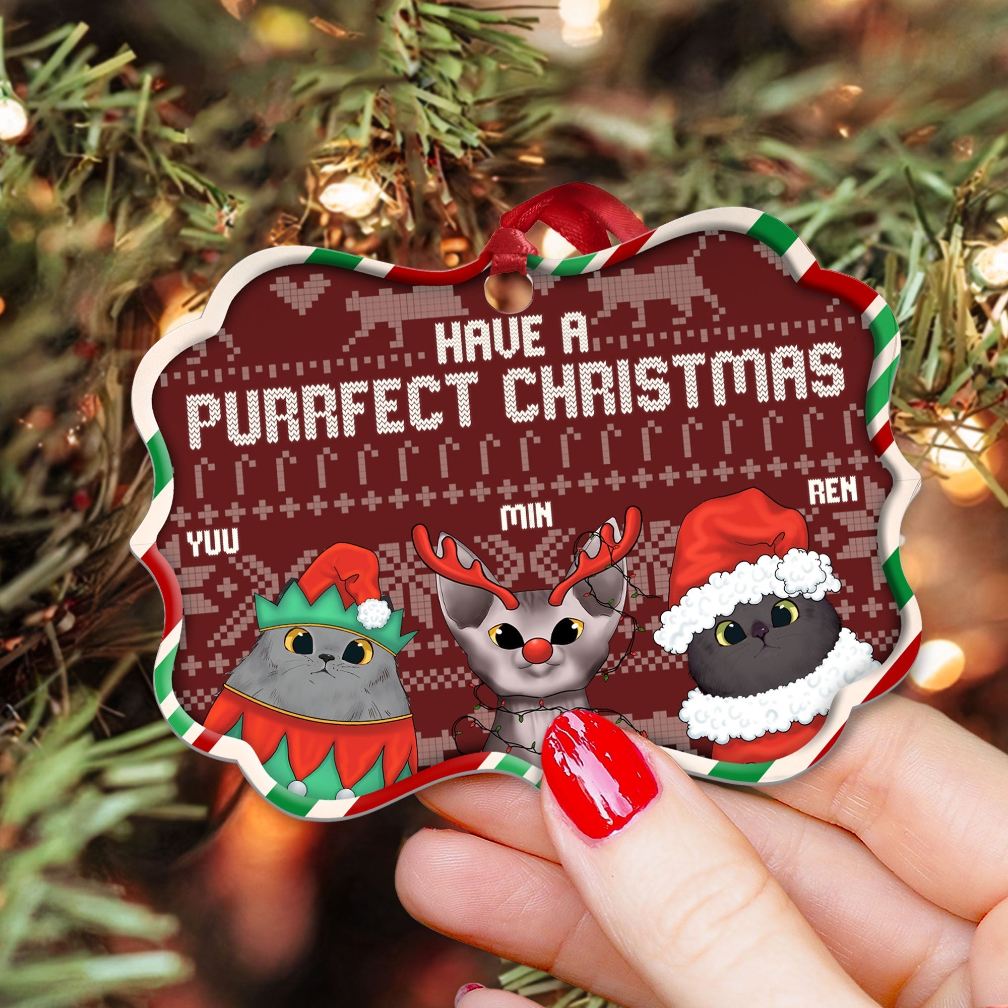 Have A Purrfect Christmas - Personalized Aluminum Ornament - Home decor, Loving, Christmas Gift For Cat Lovers, Cat Owners