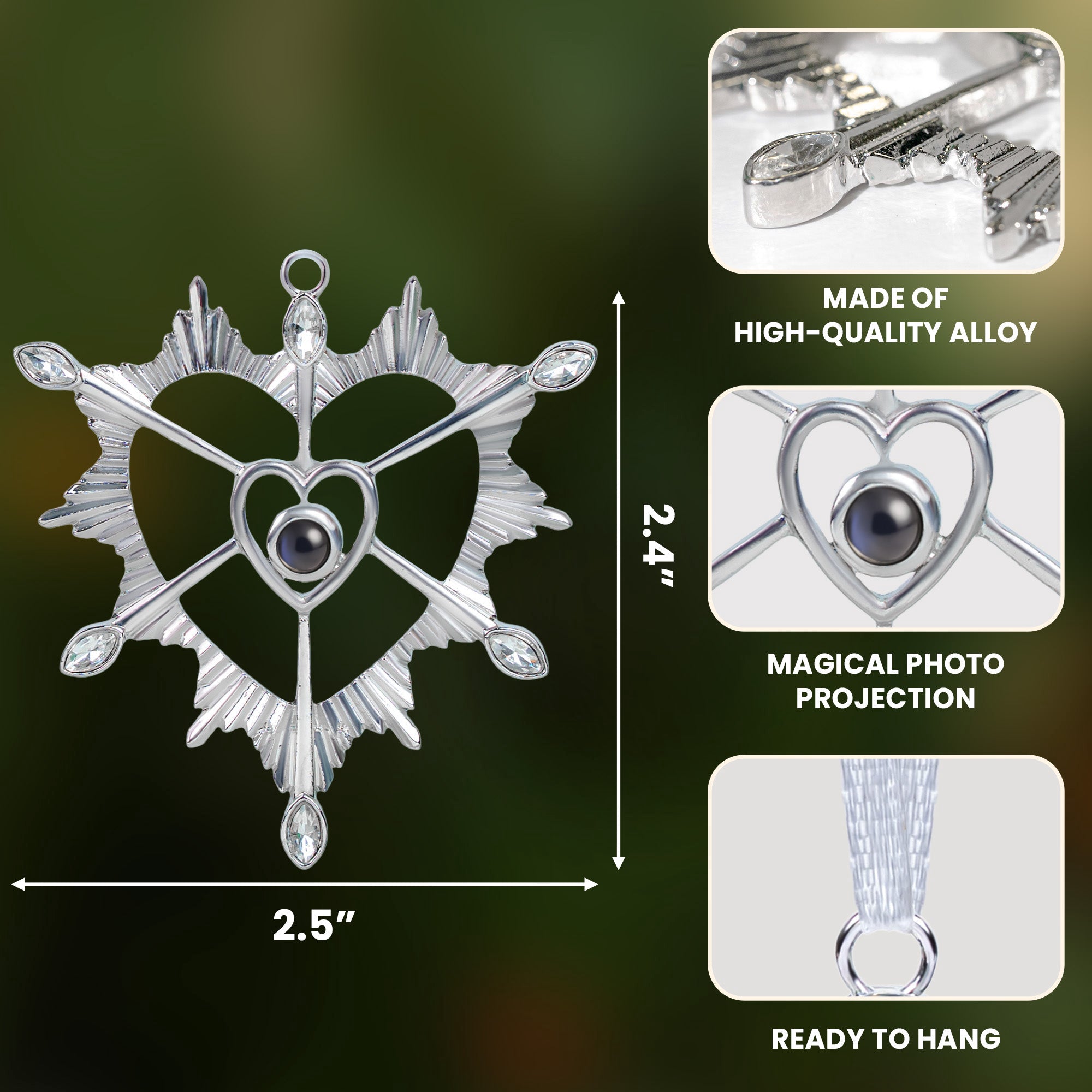 Heart-Shaped Keepsake - Personalized Photo Projection Ornament