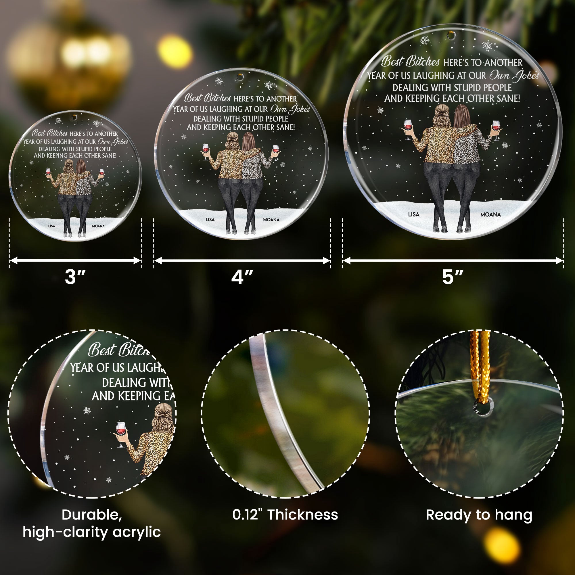 Here's To Another Year Of Us Laughing At Our Own Jokes - Personalized Acrylic Ornament