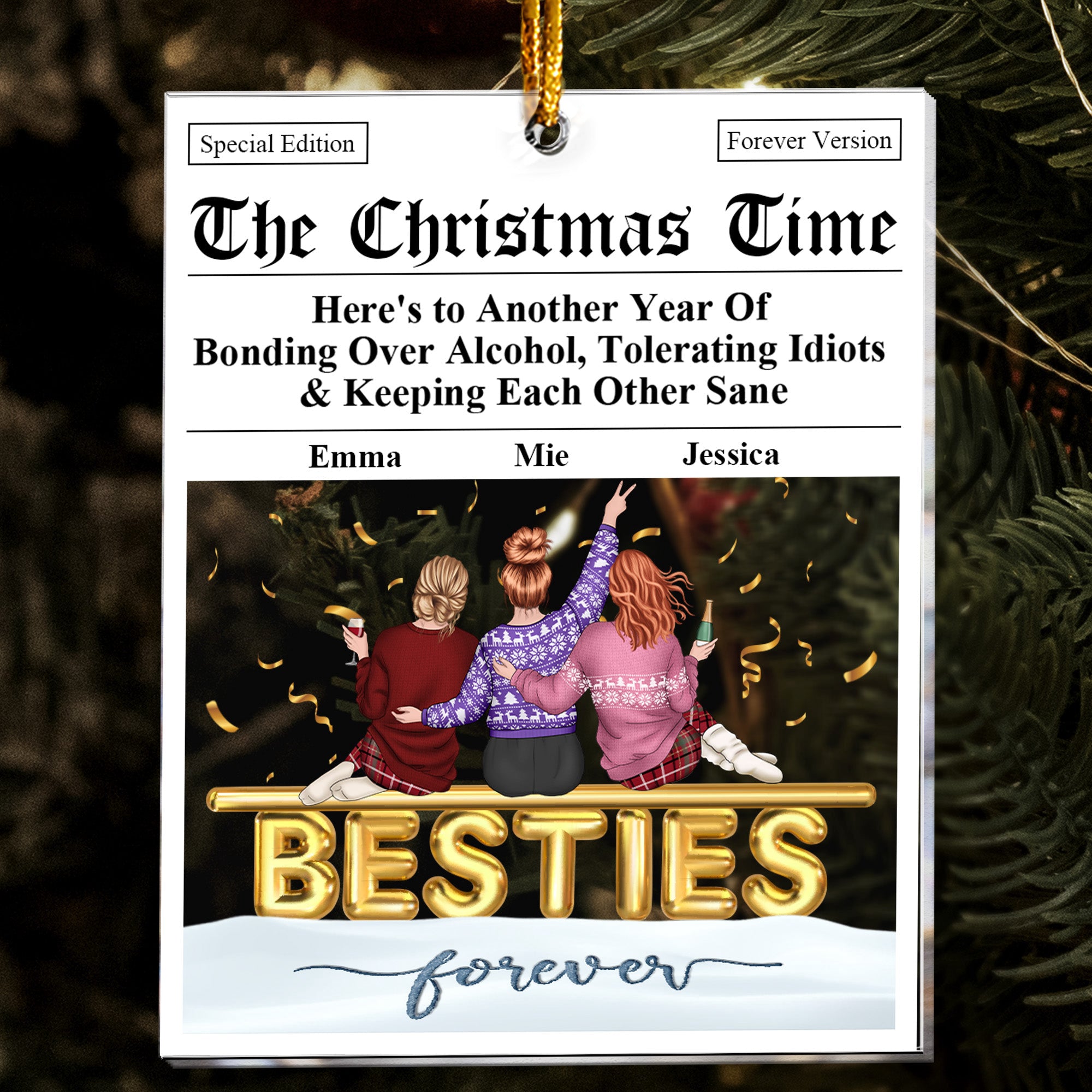 Here's To Another Year Of Bonding Over Alcohol Breaking News - Personalized Acrylic Ornament