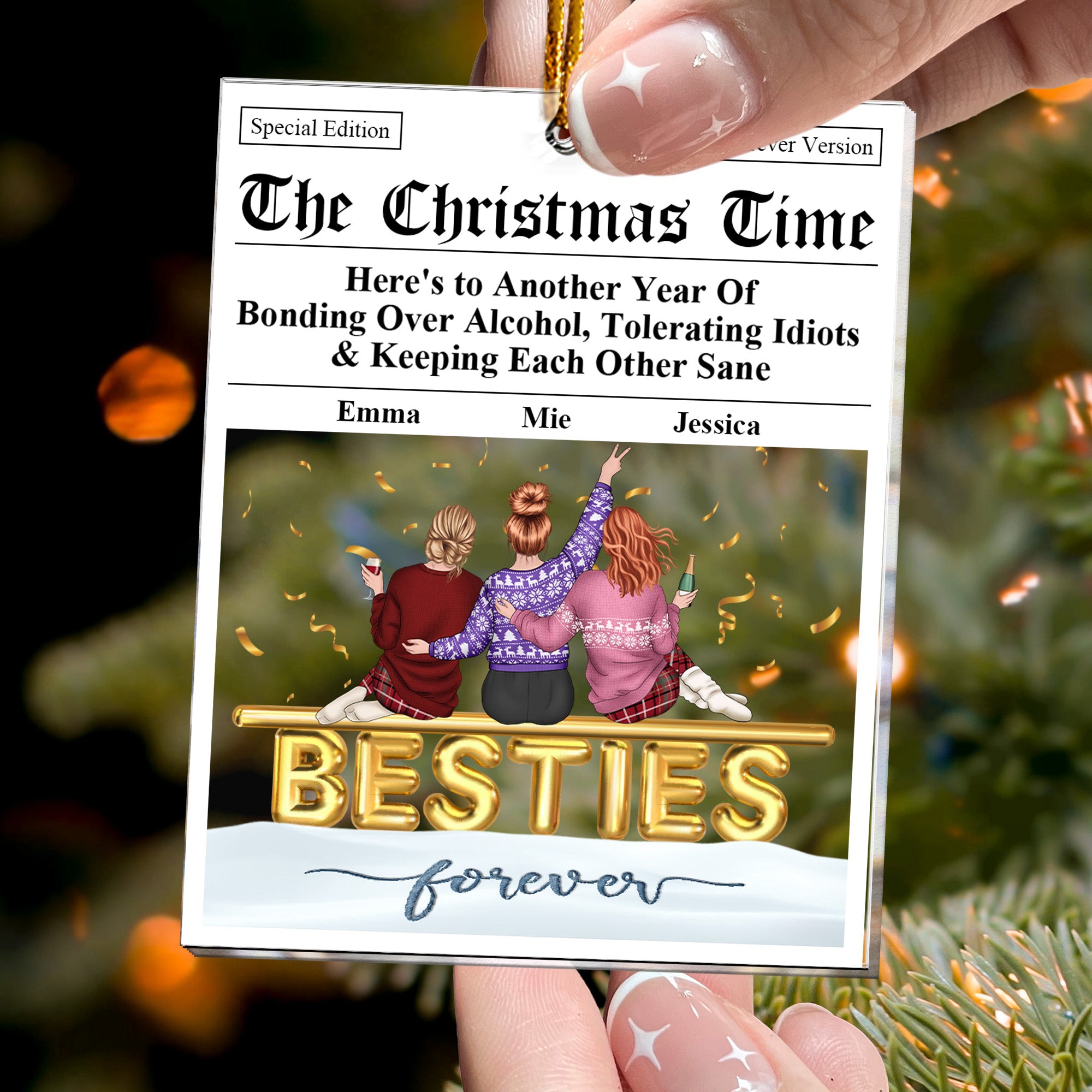 Here's To Another Year Of Bonding Over Alcohol Breaking News - Personalized Acrylic Ornament