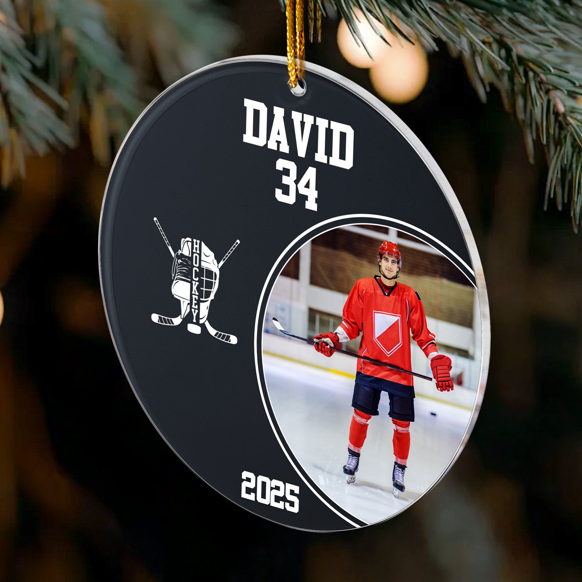 Hockey Player - Personalized Acrylic Photo Ornament