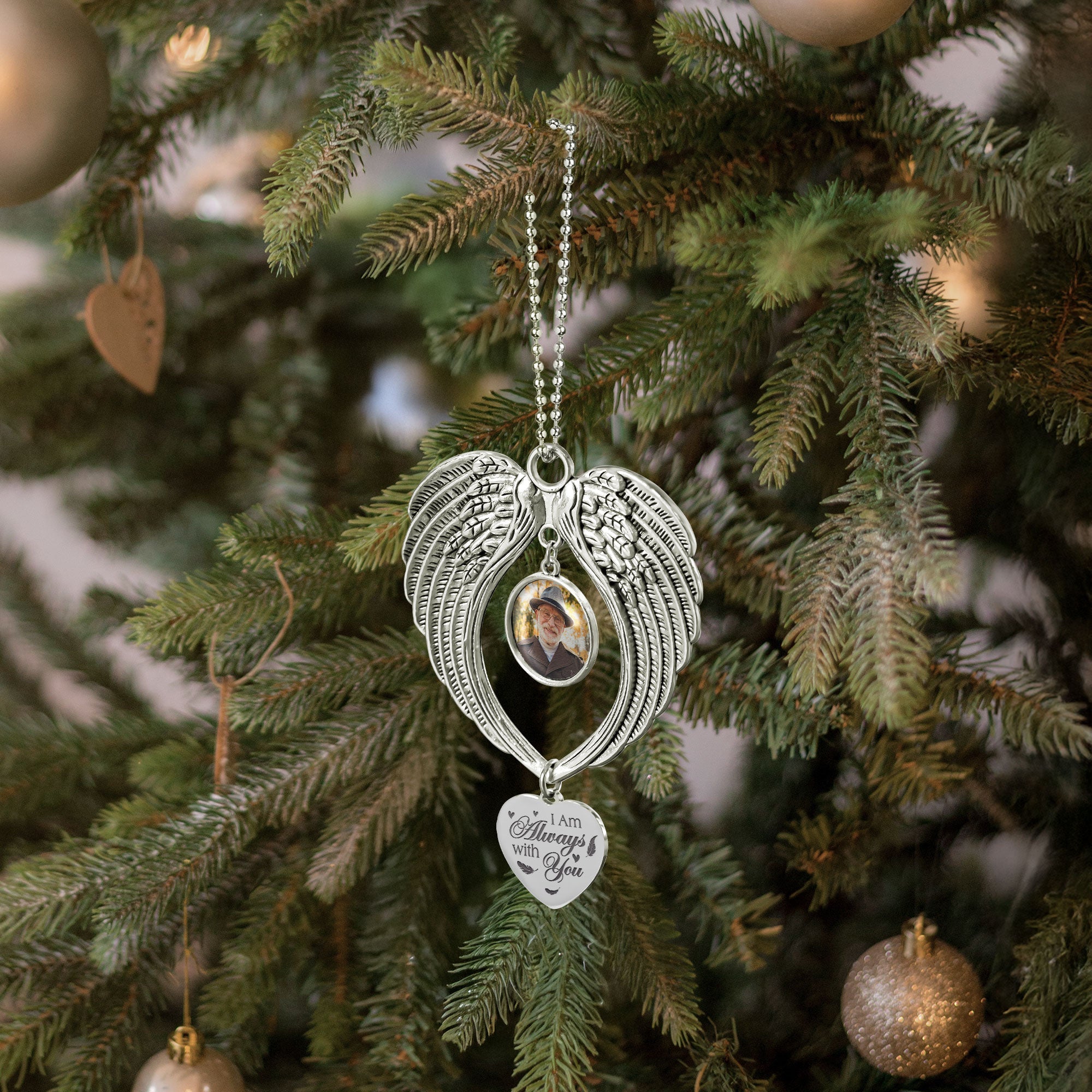 I Am Always With You - Custom Angel Wings Photo Ornament