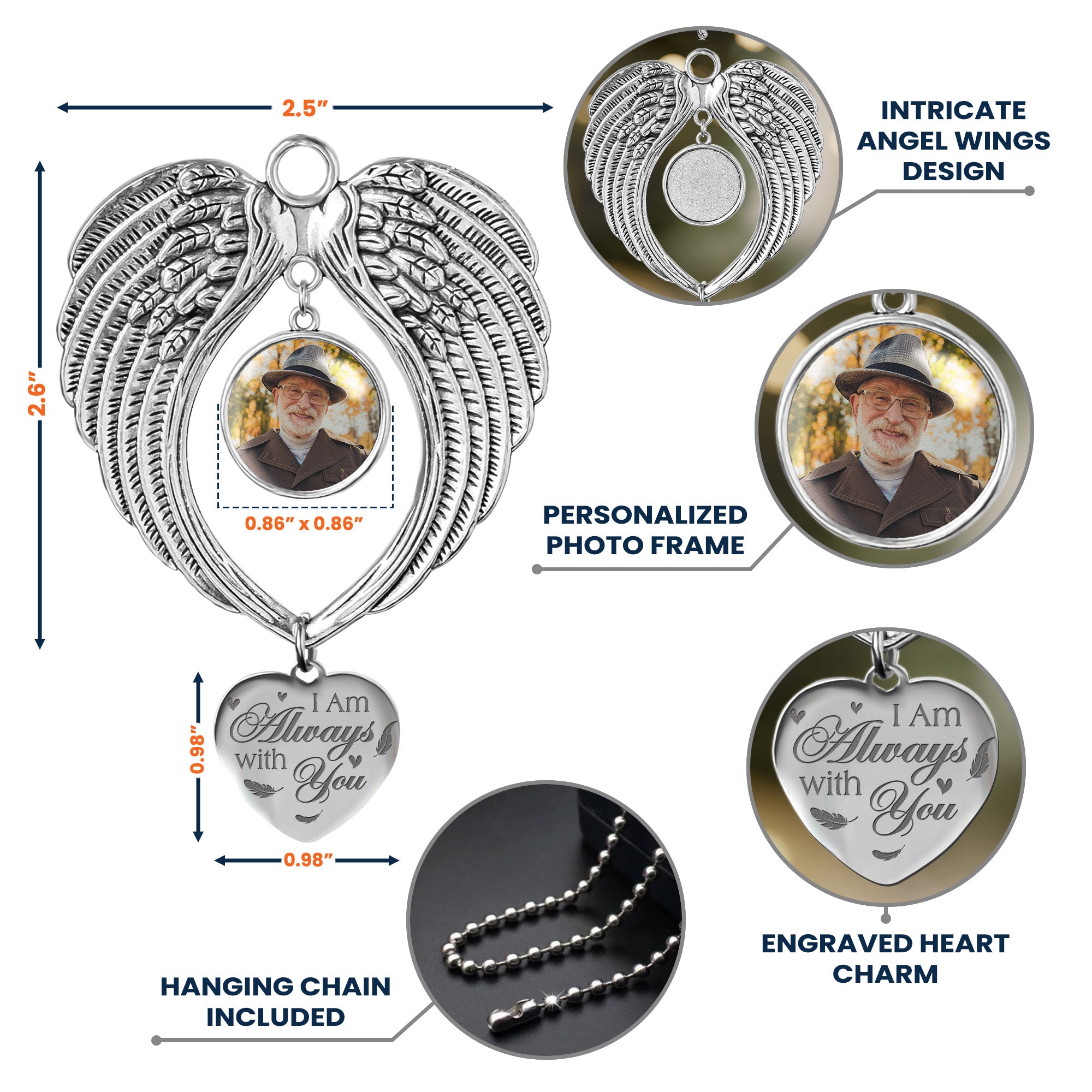 I Am Always With You - Custom Angel Wings Photo Ornament