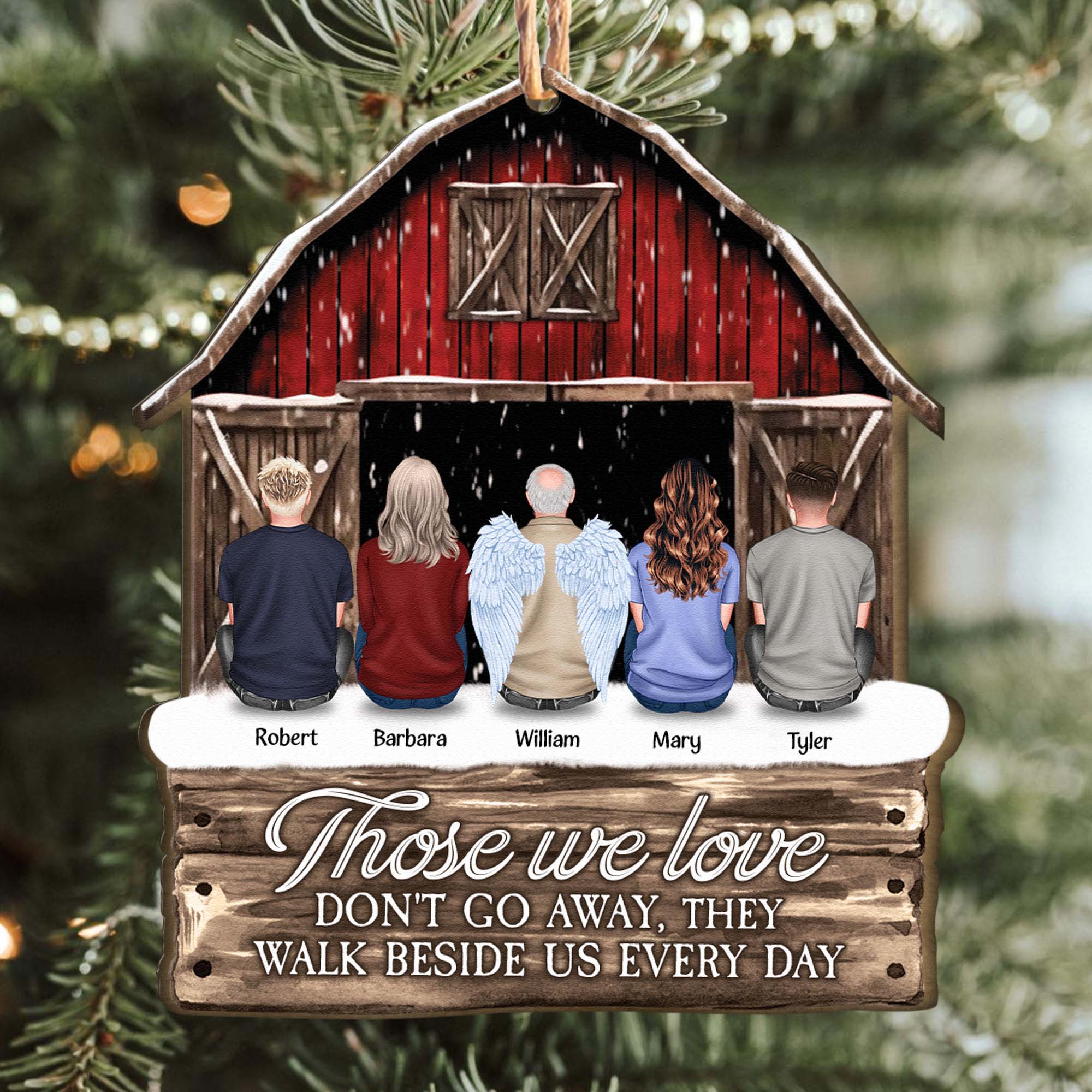 I Am Always With You Memorial Red Barn - Personalized Wooden Ornament