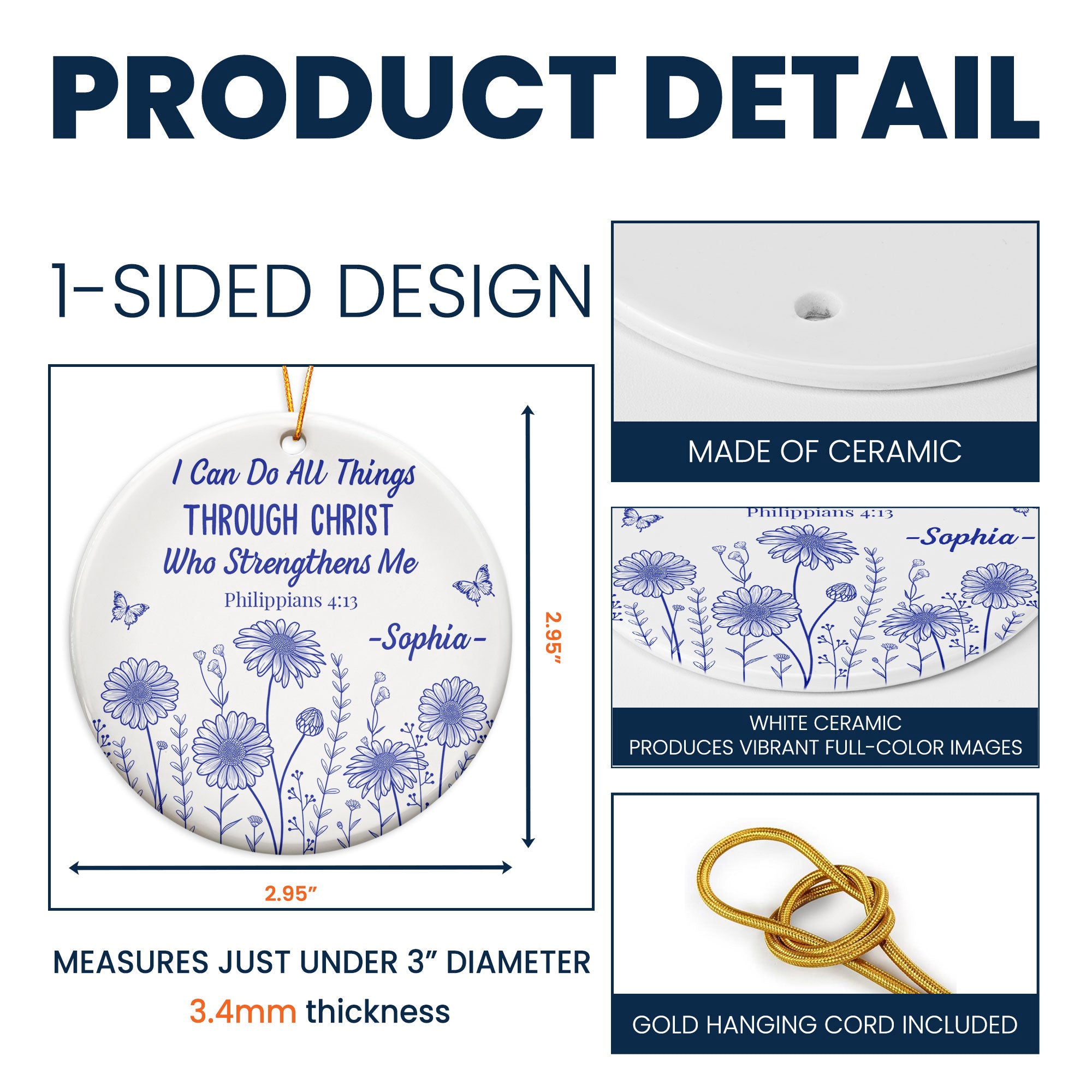 I Can Do All Things Through Christ Who Strengthens Me - Personalized Ceramic Ornament