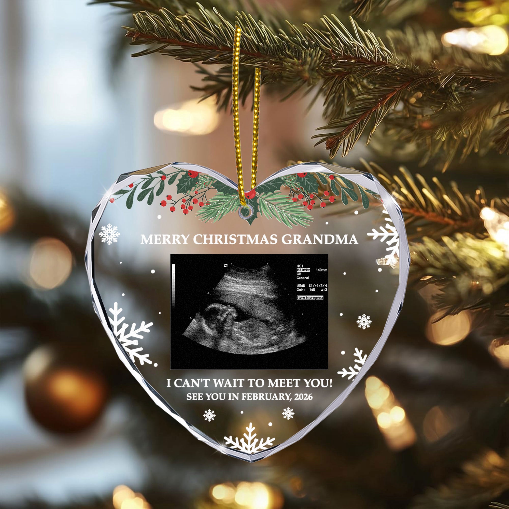 I Can't Wait To Meet You! - Personalized Heart Glass Photo Ornament