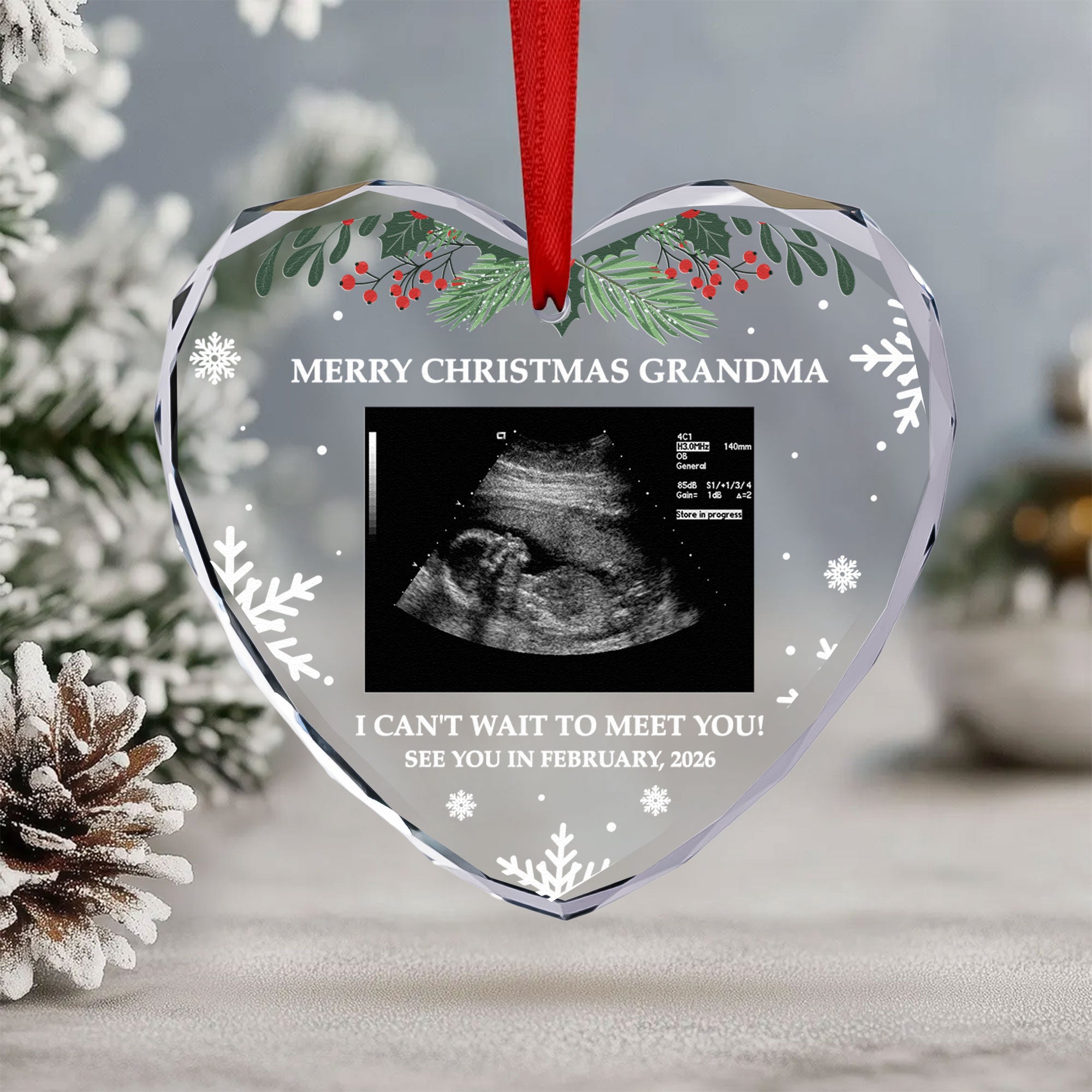 I Can't Wait To Meet You! - Personalized Heart Glass Photo Ornament