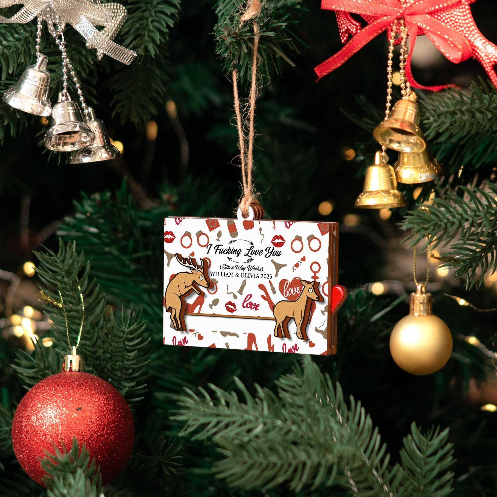 I F*cking Love You - Personalized Wooden Slider Ornament