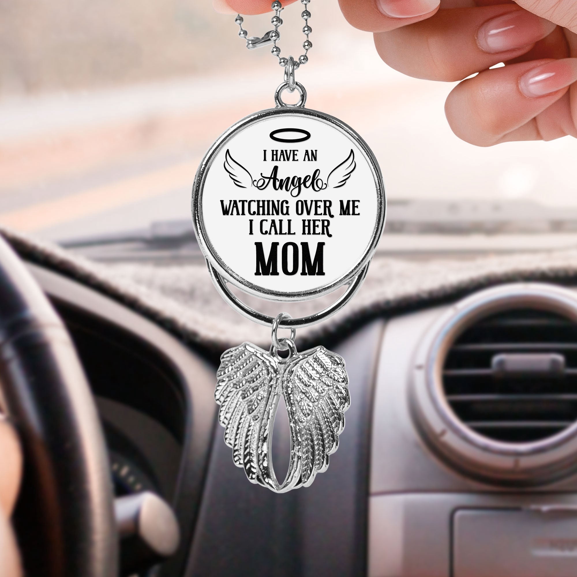 I Have An Angel Watching Over Me - Custom Angel Wings Car Hanging Photo Ornament