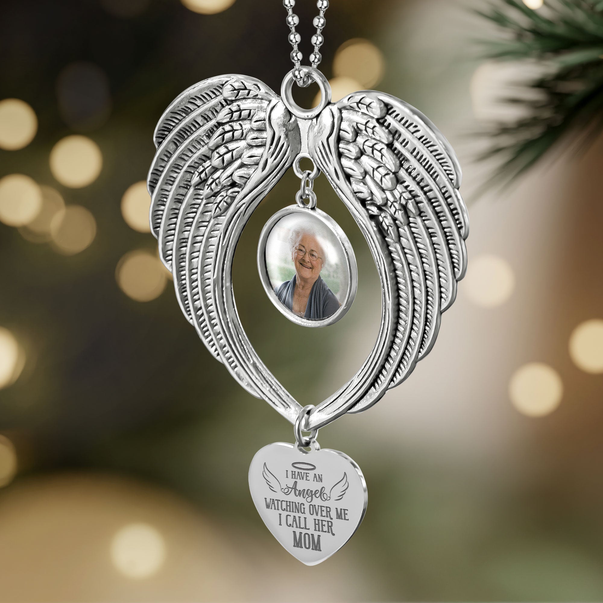 I Have An Angel Watching Over Me - Custom Angel Wings Photo Ornament