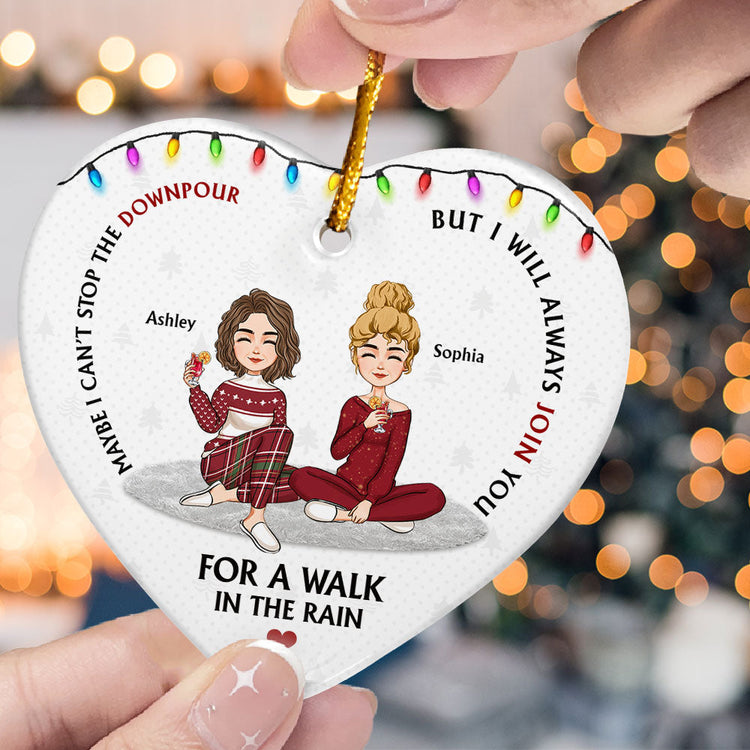 I Will Always Join You For A Walk In The Rain - Personalized Ceramic Ornament