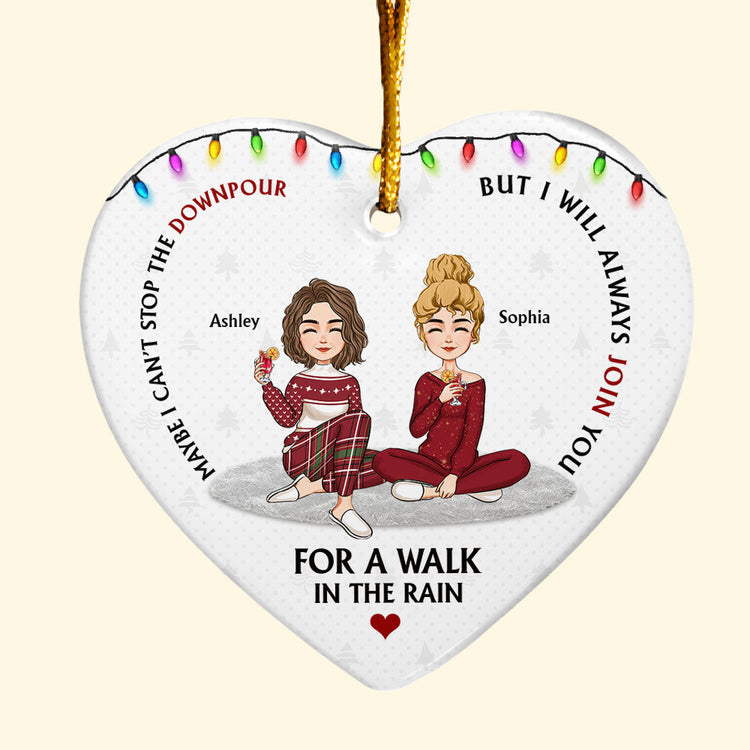 I Will Always Join You For A Walk In The Rain - Personalized Ceramic Ornament