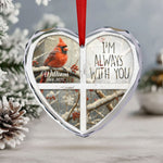 I'm Always With You Red Cardinal - Personalized Heart Glass Ornament