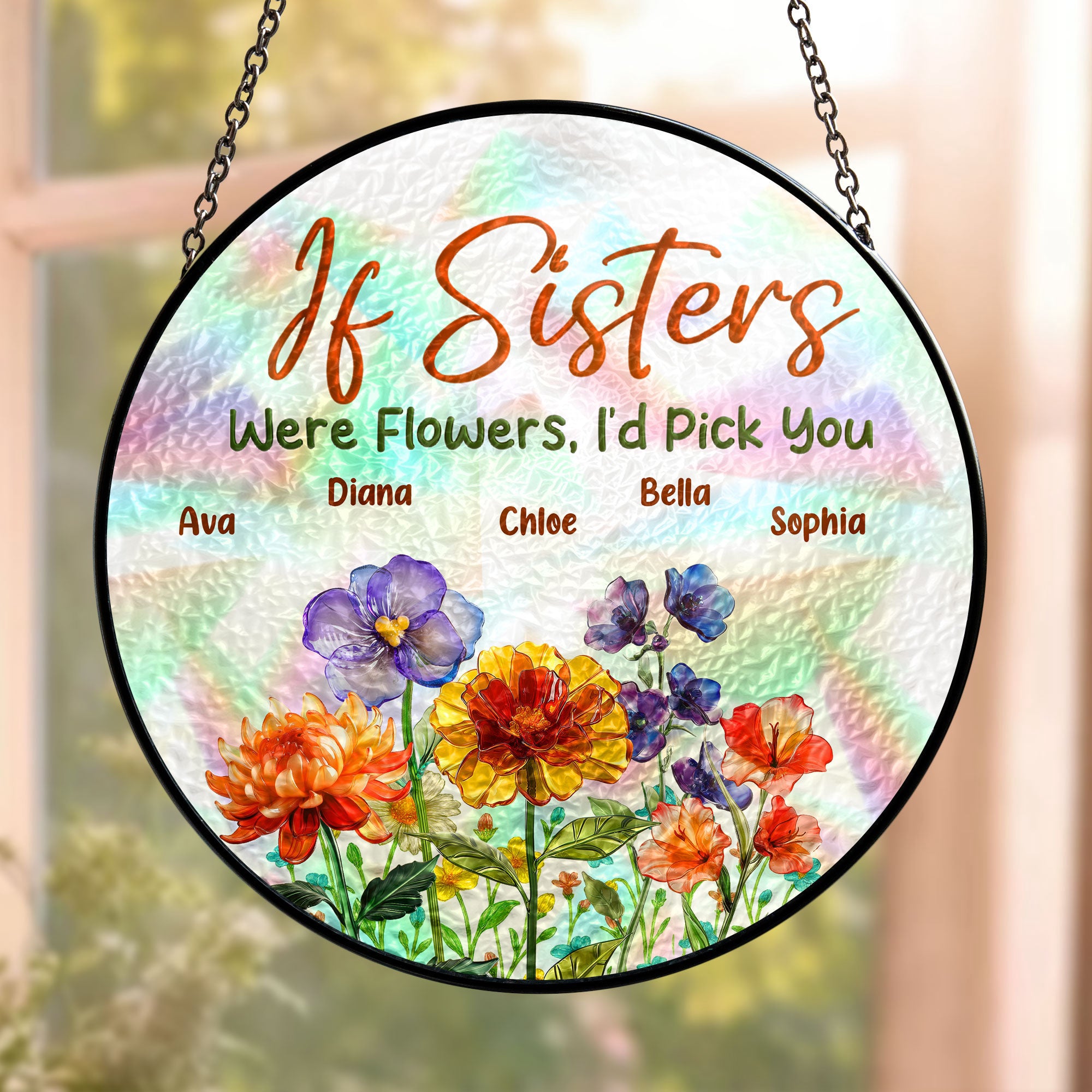 If-Sisters-Were-Flowers-Personalized-Stained-Glass-Window-Hanging-Suncatcher_1