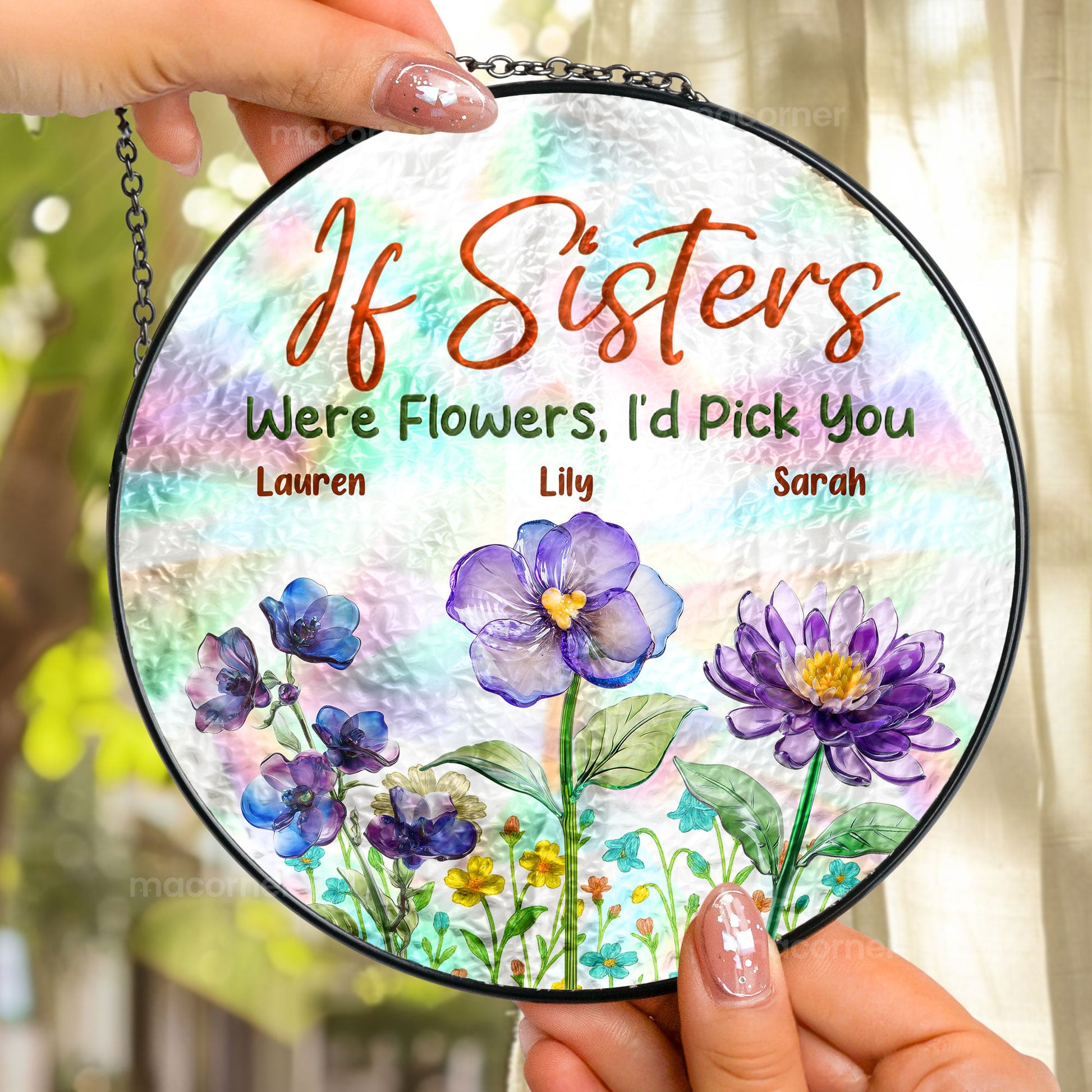If-Sisters-Were-Flowers-Personalized-Stained-Glass-Window-Hanging-Suncatcher_2