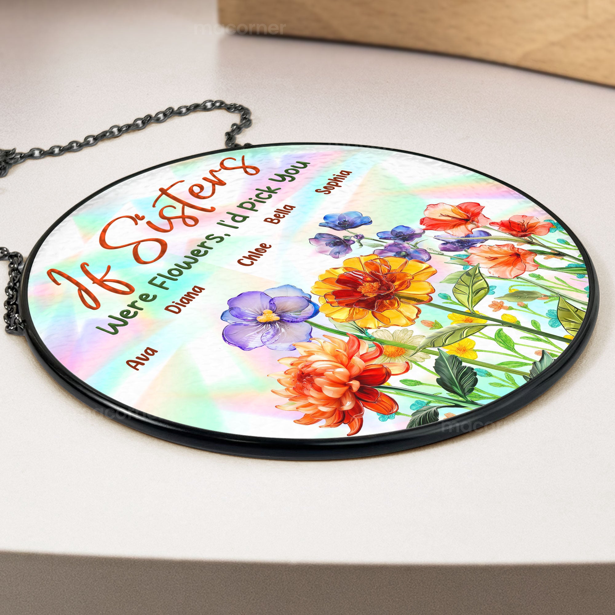 If-Sisters-Were-Flowers-Personalized-Stained-Glass-Window-Hanging-Suncatcher_3