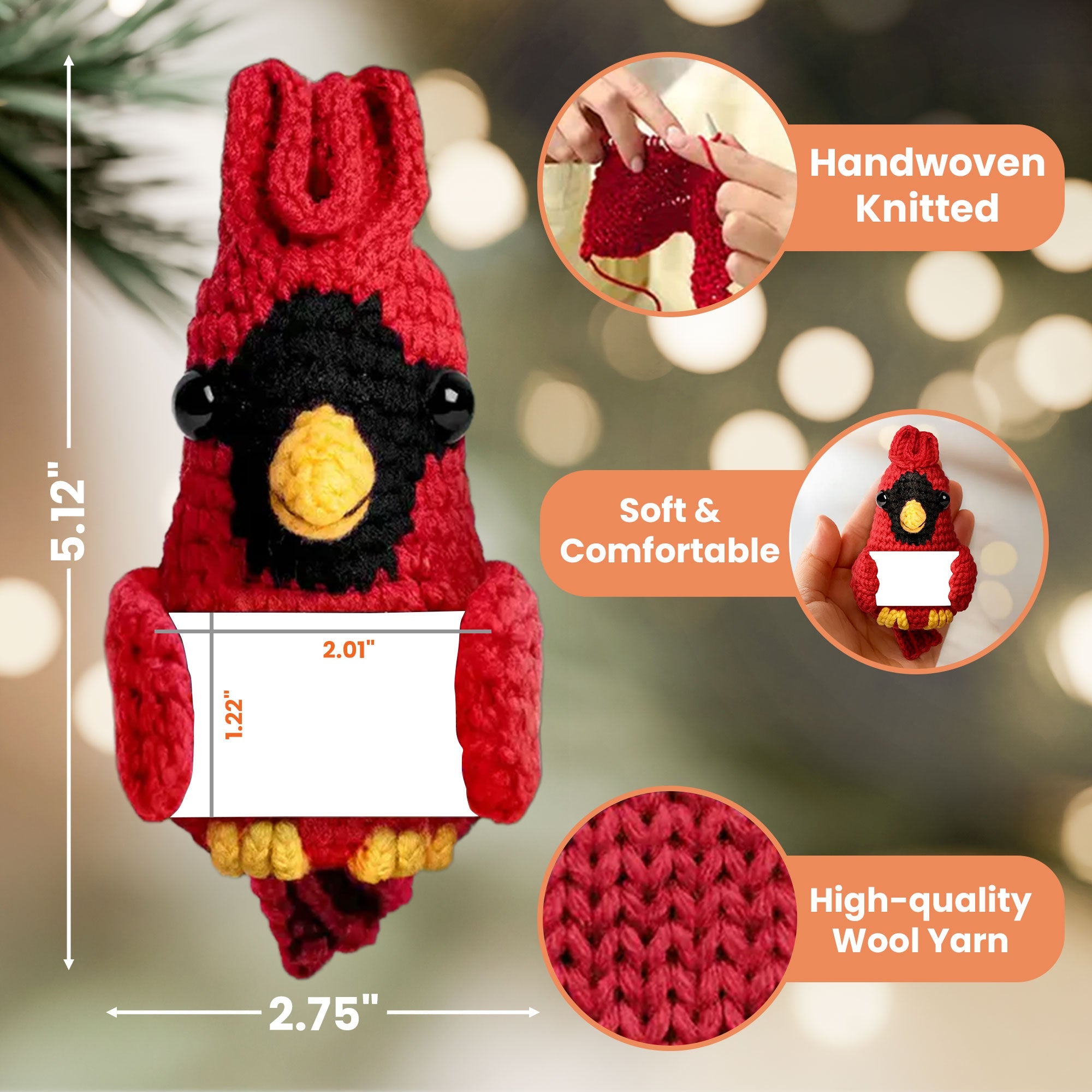 I'm Always With You - Personalized Crochet Cardinal Photo Ornament