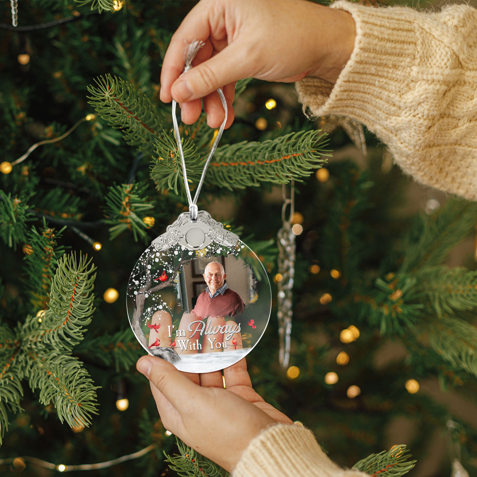 I'm Always With You - Personalized Glass Photo Ornament With Silver Cap
