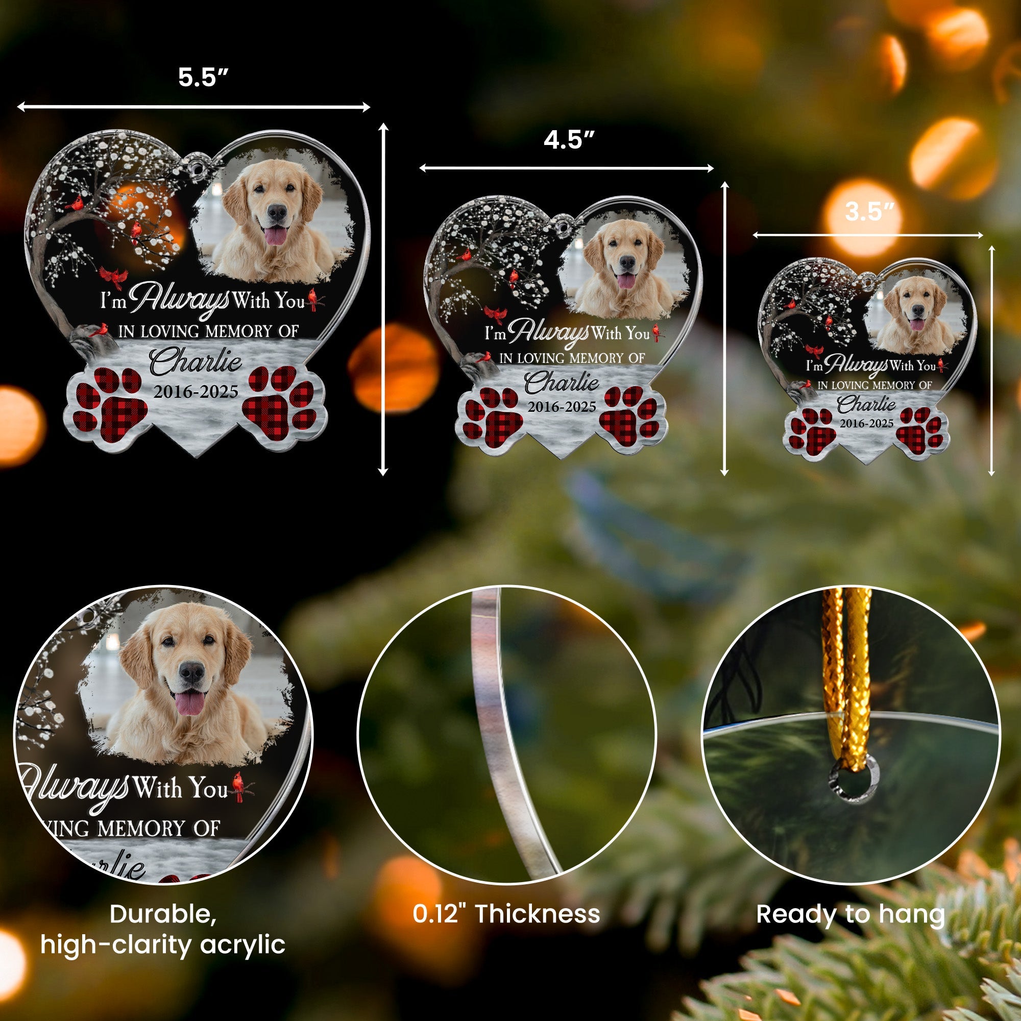 I'm Always With You Sympathy Pet - Personalized Acrylic Photo Ornament