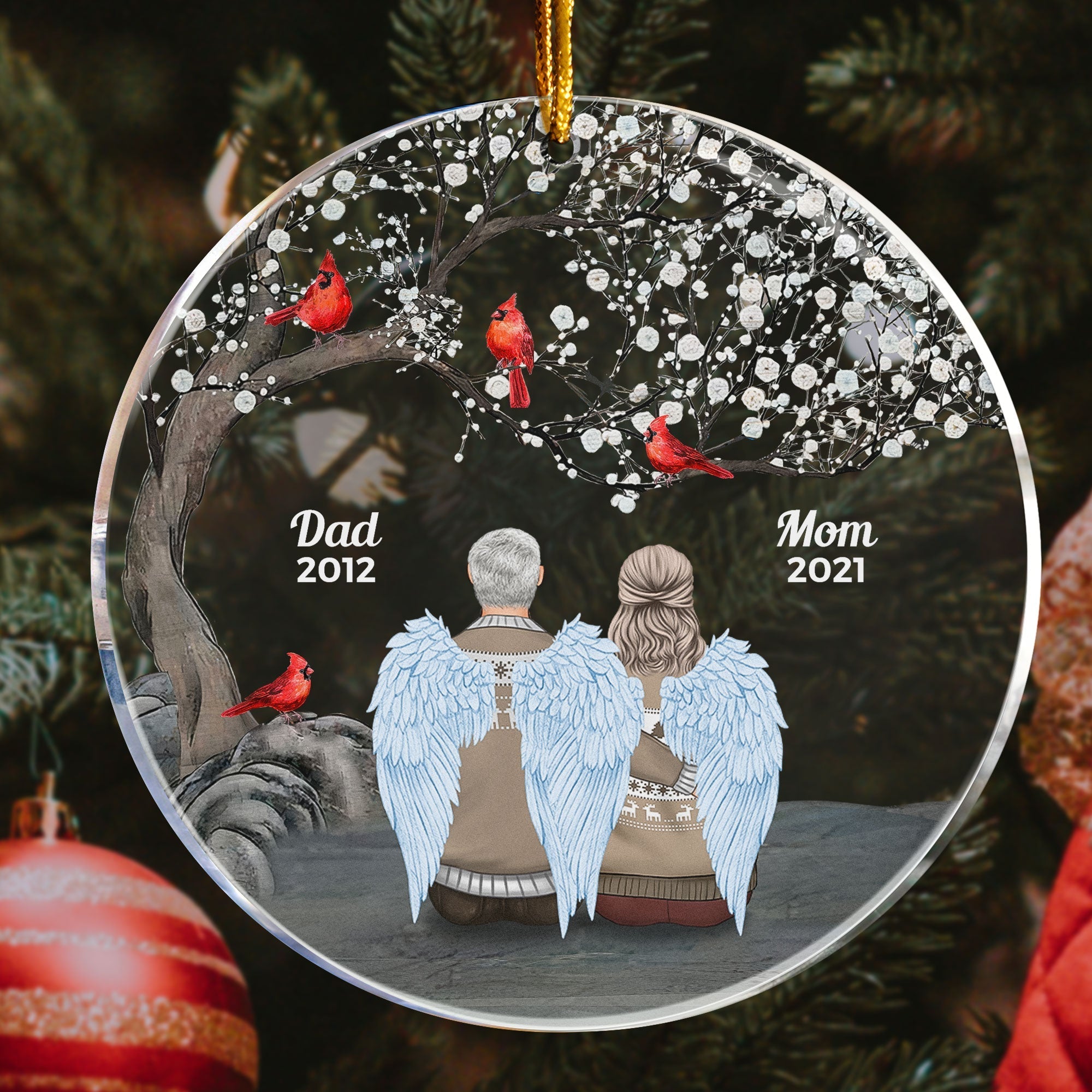 In Loving Memorial Mom And Dad - Personalized Circle Acrylic Ornament - Memorial Gift For Brothers, Sisters