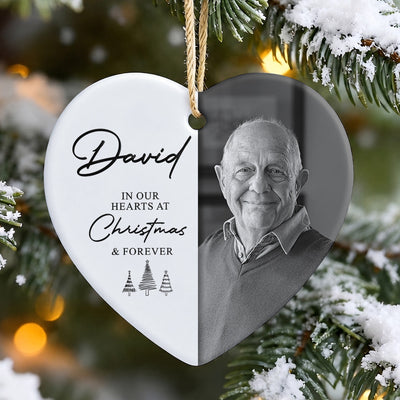 In Our Heart At Christmas & Forever Custom Photo Christmas Gifts - Personalized Ornament